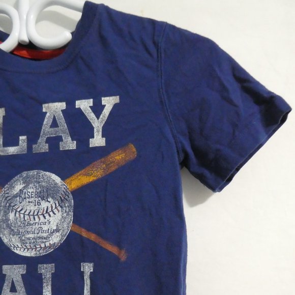 GAP KIDS small 6-7 years graphic tee "Play Ball" print / design, GUC - Picture 5 of 12